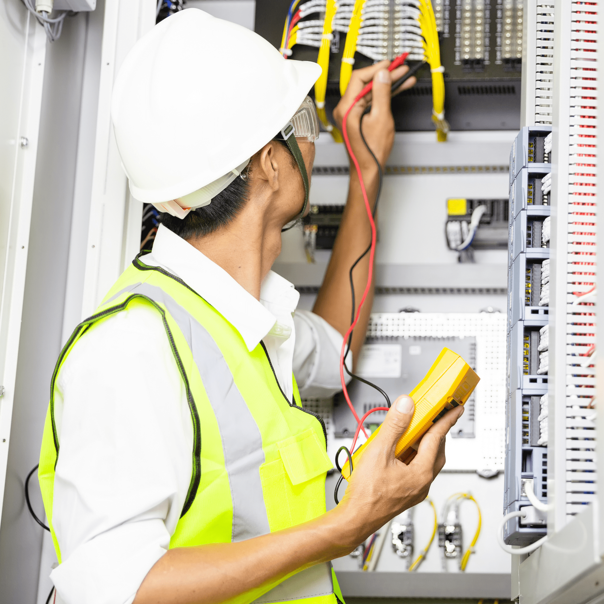 Man working on electrical wires